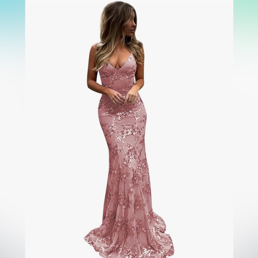 Women's Sequin Mermaid Prom Dresses Long Open Back Formal Evening Gowns